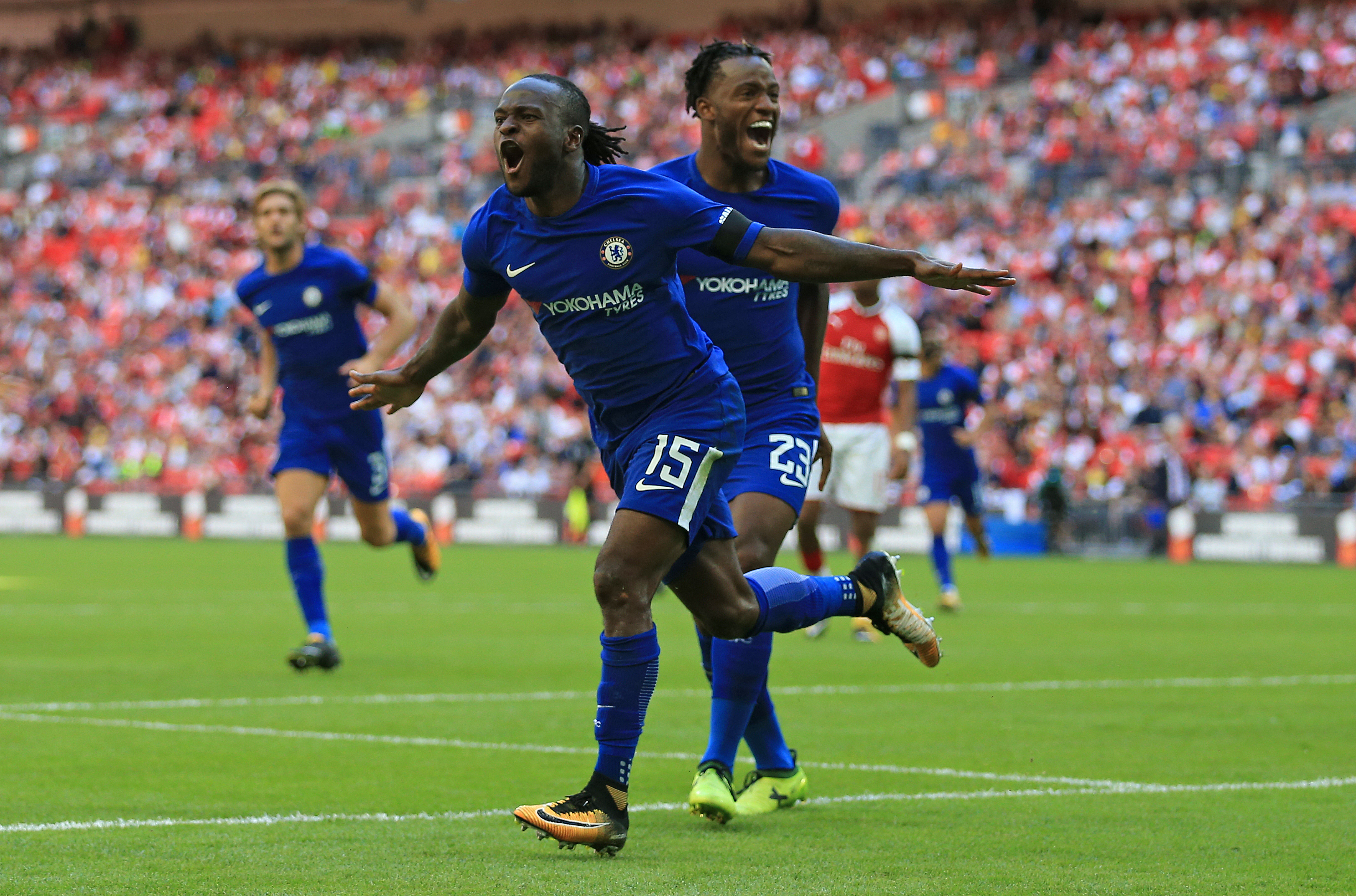 Chelsea's Victor Moses celebrates scoring his sides first goal of the game