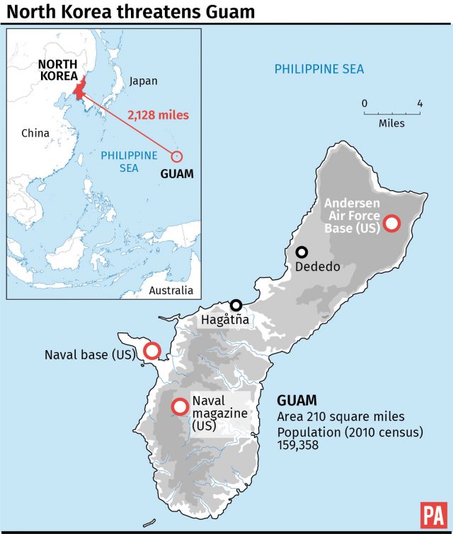 Guam lies in the Philippine Sea