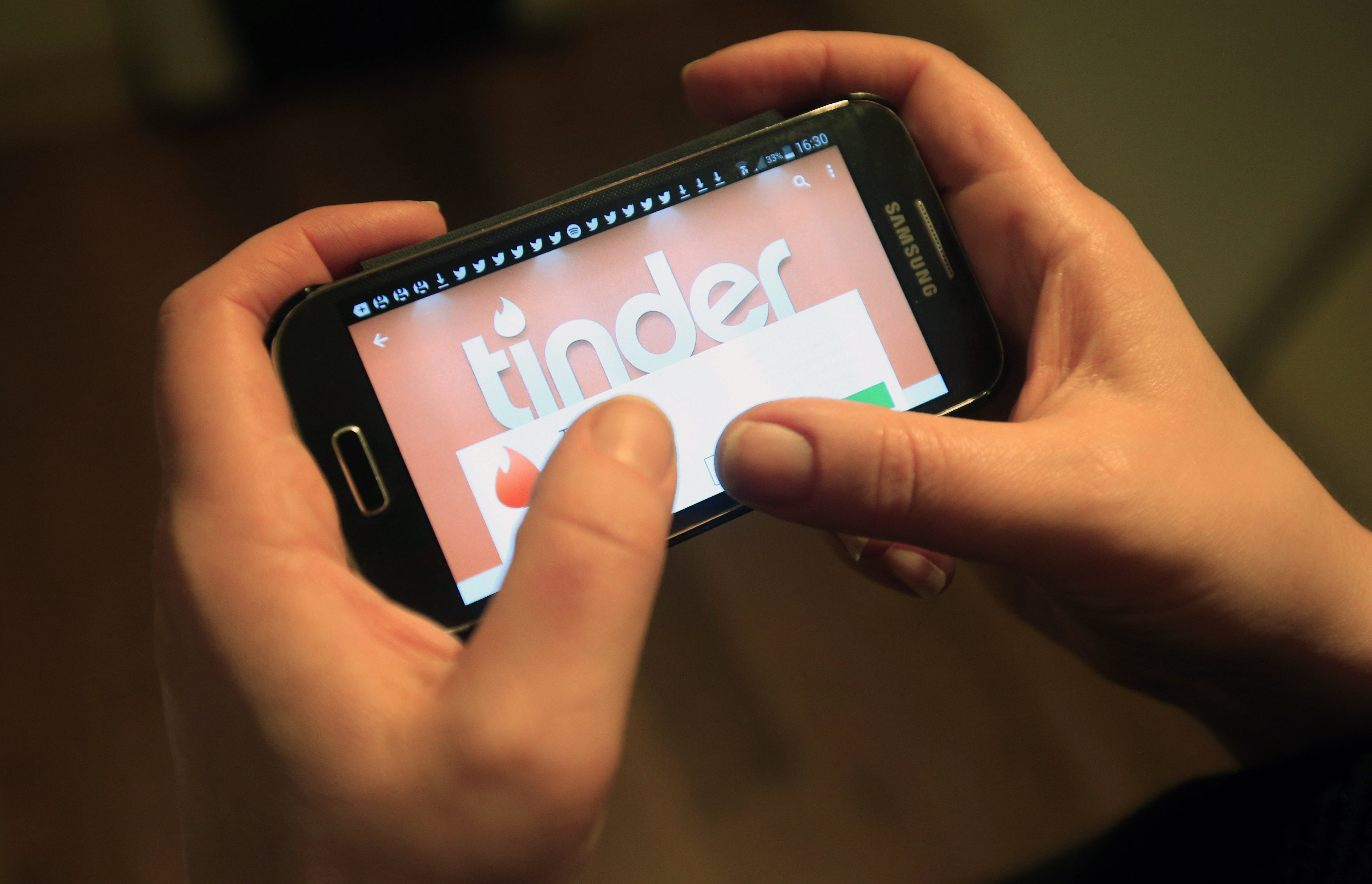 The Tinder app in use on a Samsung smartphone