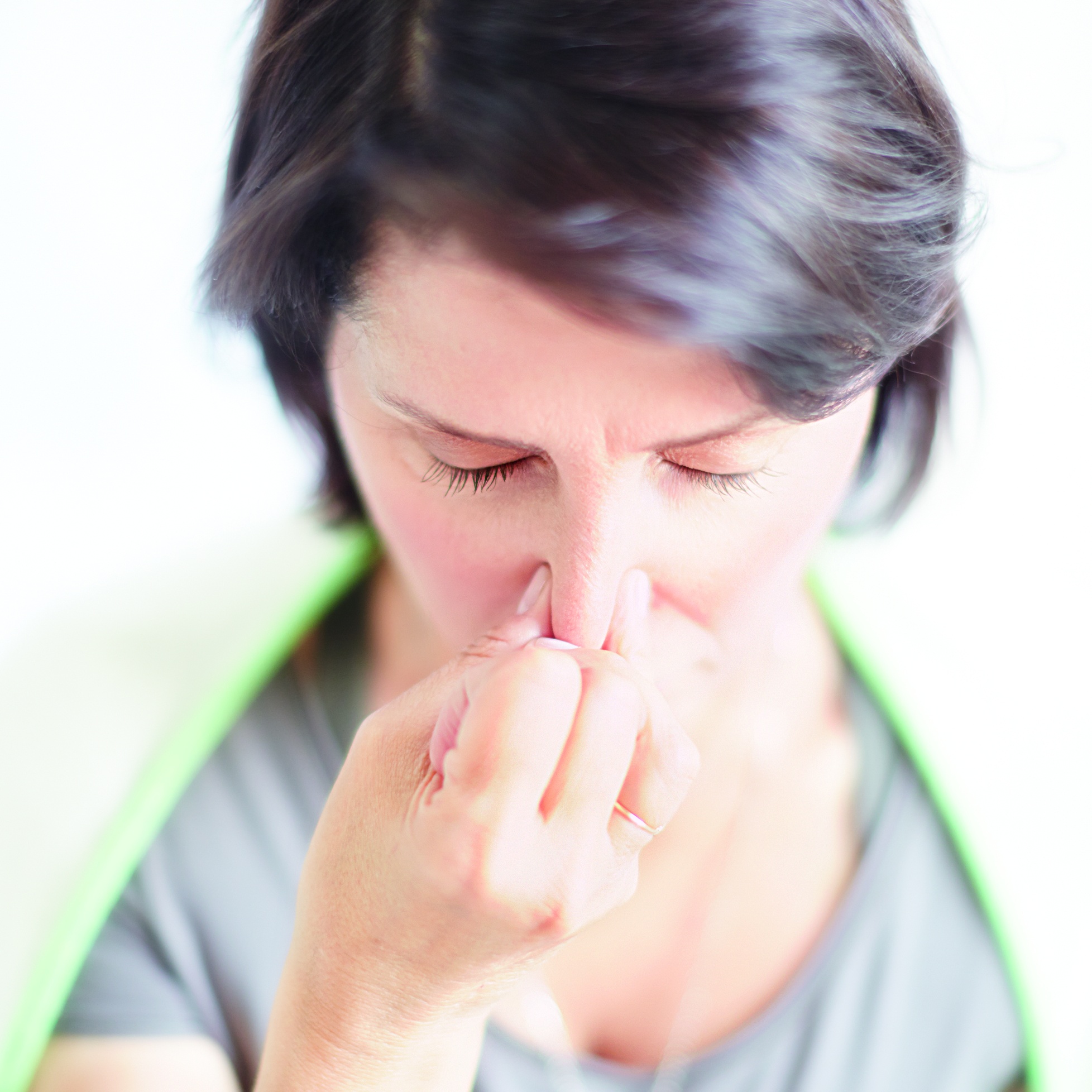 Sadie Frost holding her nose to practise her breathing (David Loftus/Kyle Books/PA)