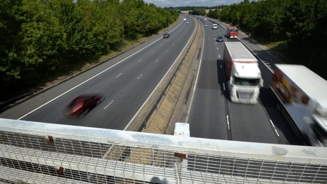 The driver died at the scene after a piece of concrete was thrown from this bridge into his windscreen