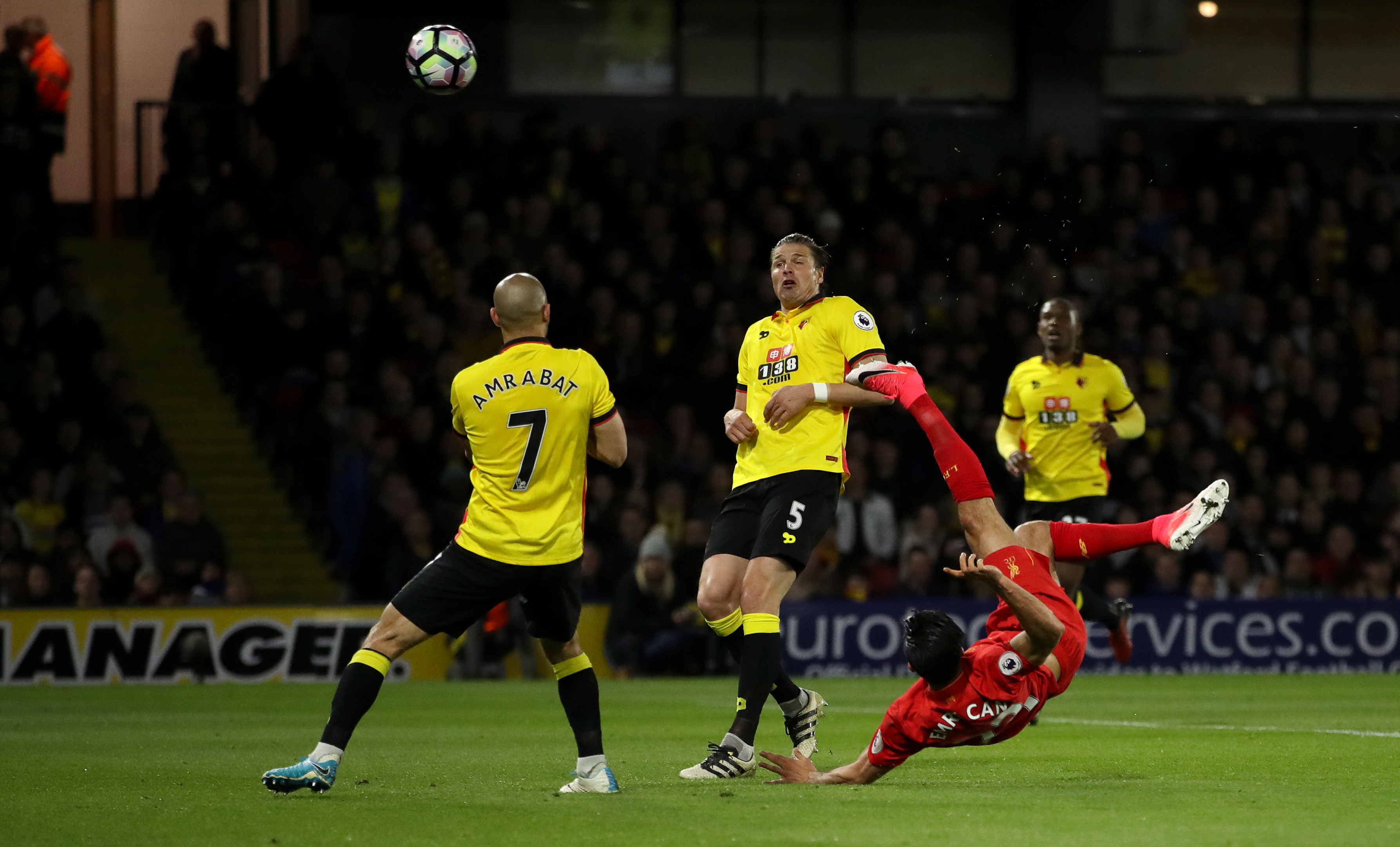 Liverpool's Emre Can scores against Watford