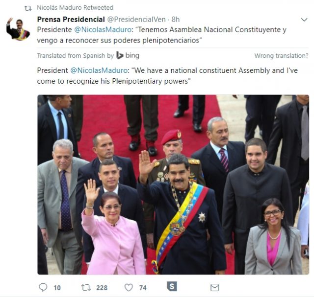 Mr Maduro tweeted before his address (Twitter/PA)