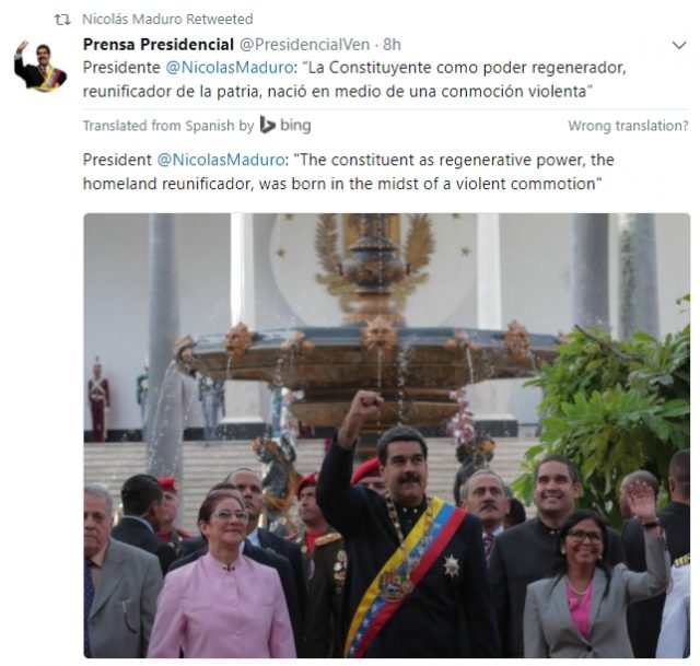 Nicolas Maduro tweet 