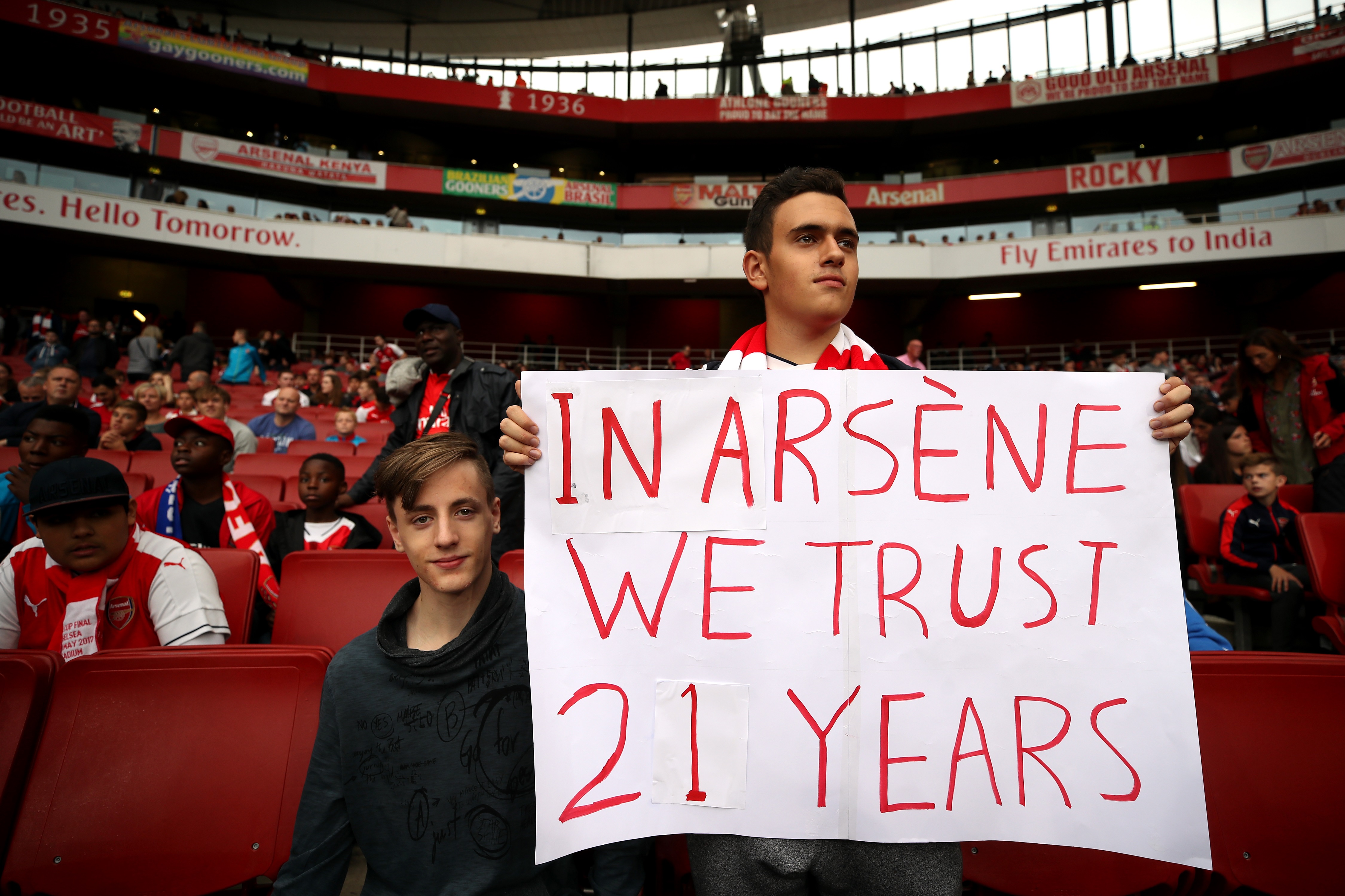 An Arsenal fan in the stands