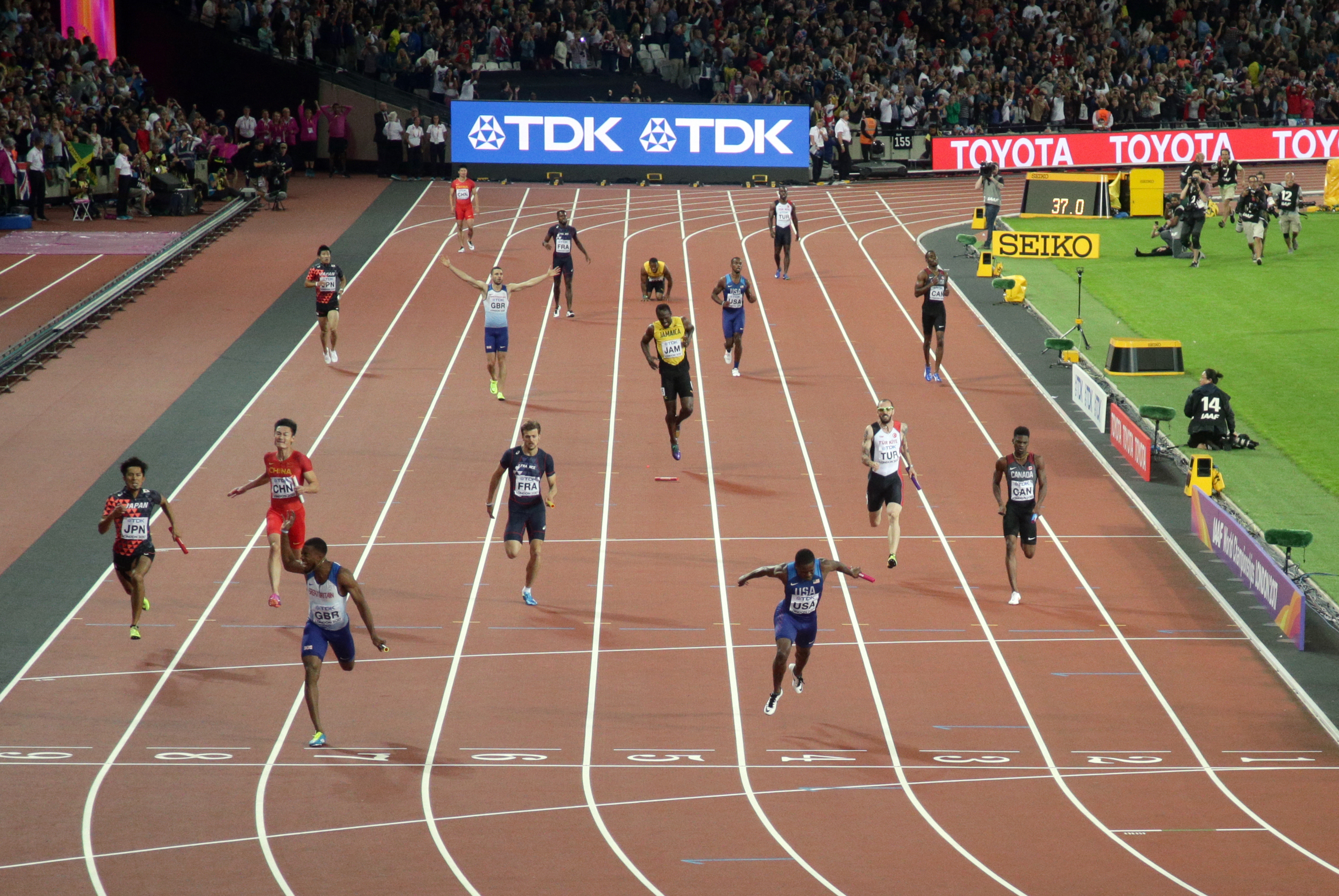 The men's 4x100m relay final at the 2017 World Championships in London