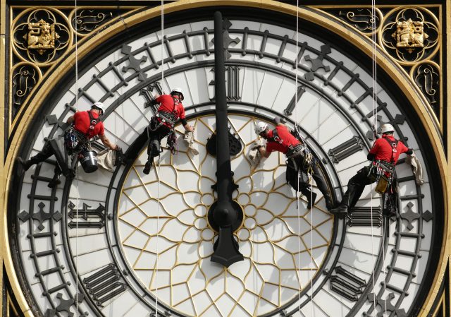 Cleaning Big Ben clock face