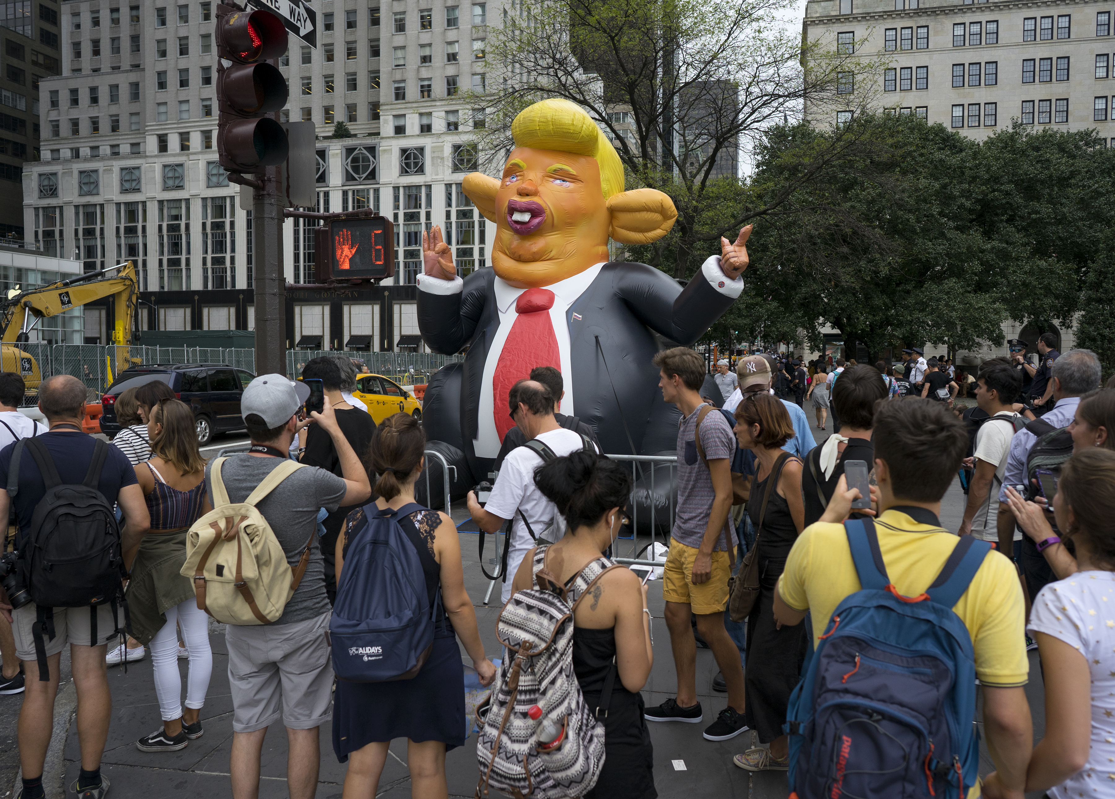 Trump caricature balloon.