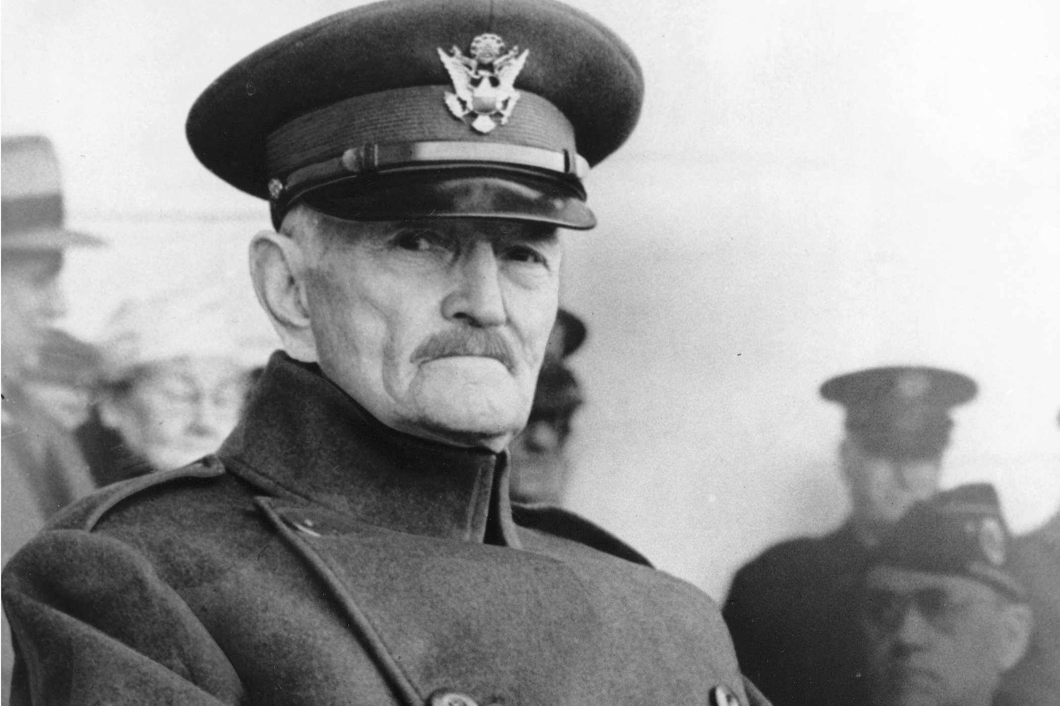 John J. Pershing appears in uniform at Armistice Day, 1942