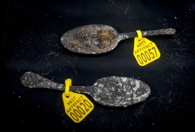 Pewter spoons found during the excavation works