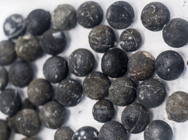 Musket balls found during the excavation works on the Rooswijk