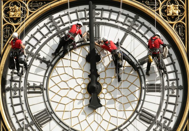 Cleaners on the face of the great clock