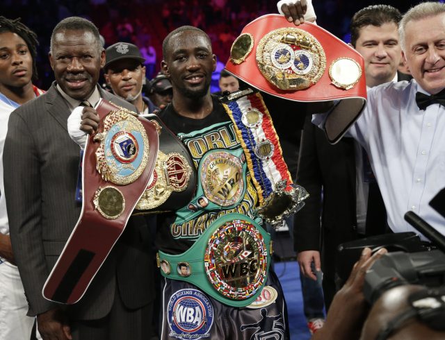 Crawford celebrates his victory in Lincoln, Nebraska (Nati Harnik/AP)