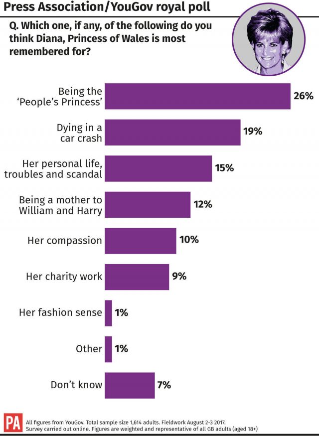 Graphic on what Princess Diana is remembered for