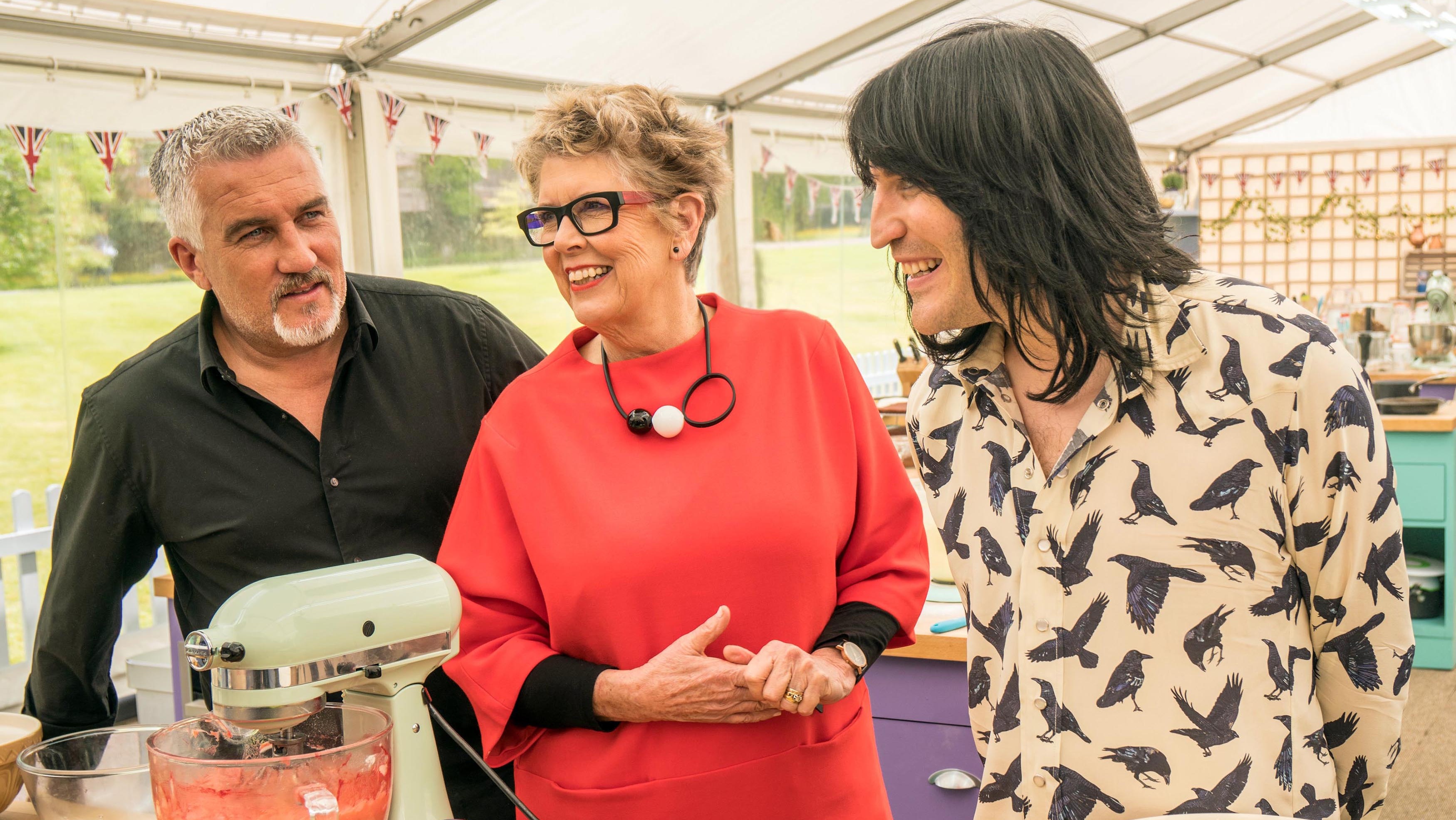 Paul Hollywood and Prue Leith with Noel Fielding