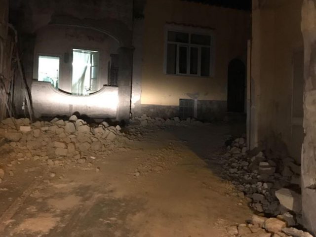 Debris lie on a road after an earthquake hit the island of Ischia