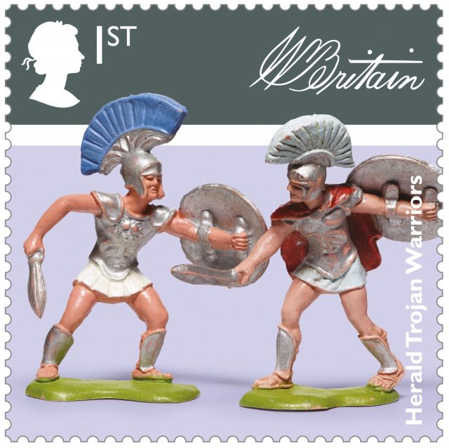 A stamp featuring Herald Trojan Warriors