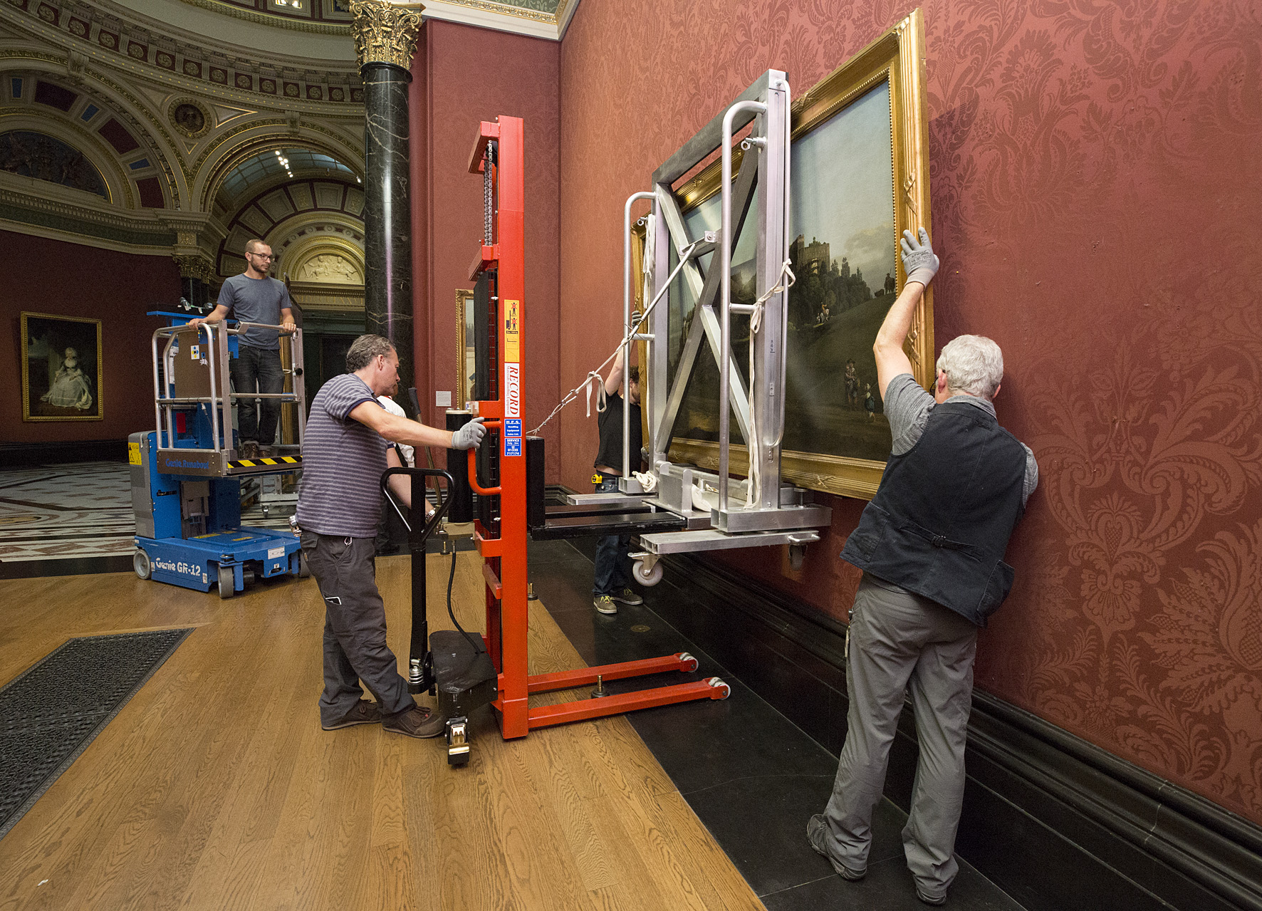 The painting being installed at The National Gallery (The National Gallery, London)