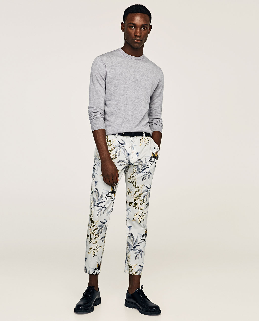 mens floral pants zara