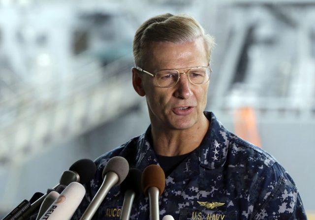US Navy Vice Admiral Joseph Aucoin has been relieved of duty (Eugene Hoshiko/AP)