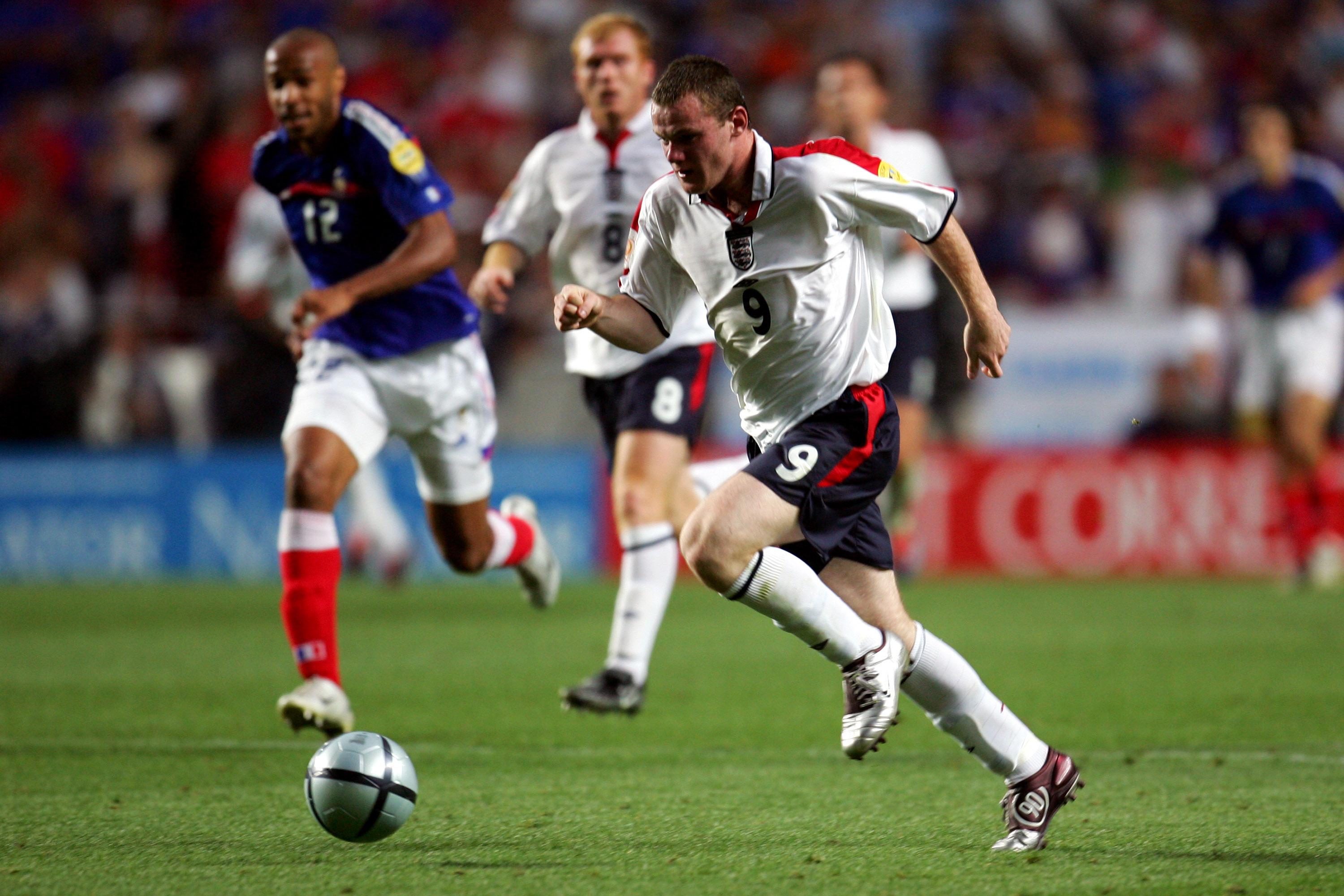 Wayne Rooney plays against France at Euro 2004