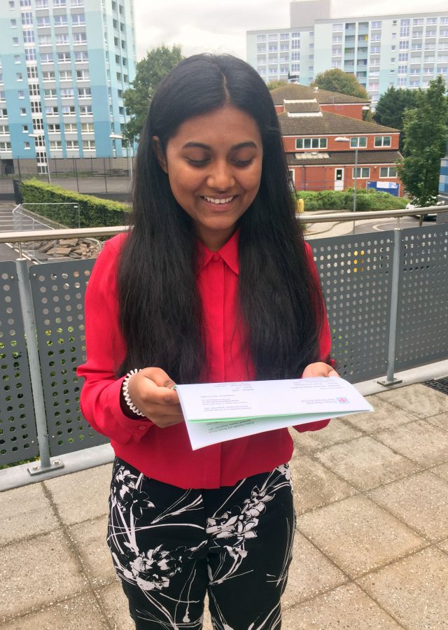 Grace George 16, celebrates a string of top GCSE grades at St Mary and Temple School in Bristol. 