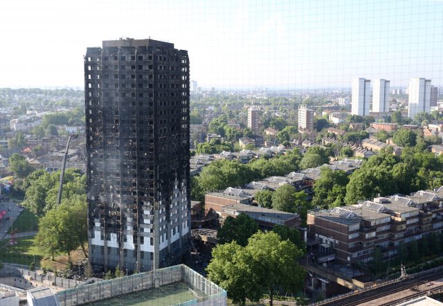 The blackened shell of Grenfell Tower