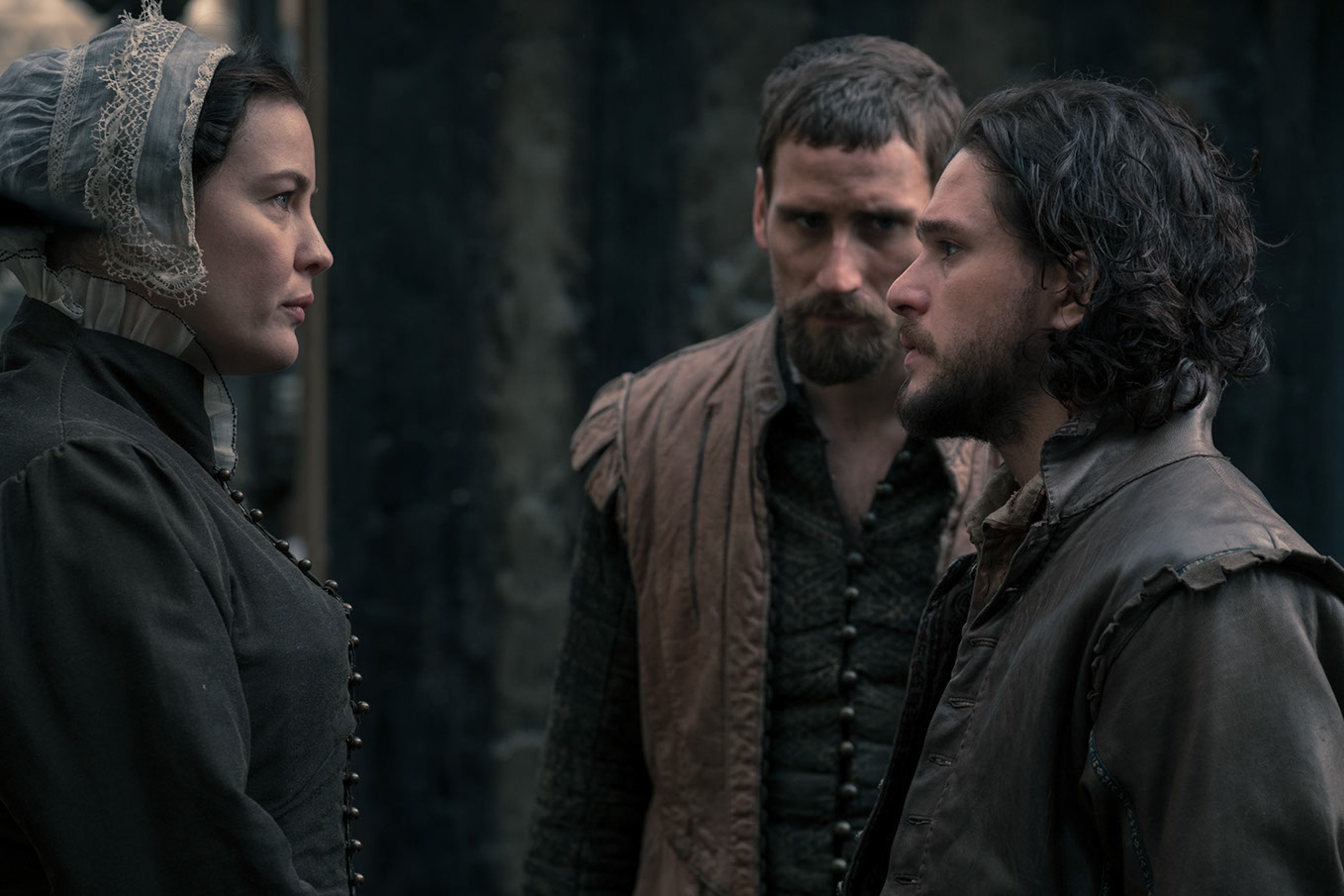 Liv Tyler, Edward Holcroft and Kit Harington in Gunpowder