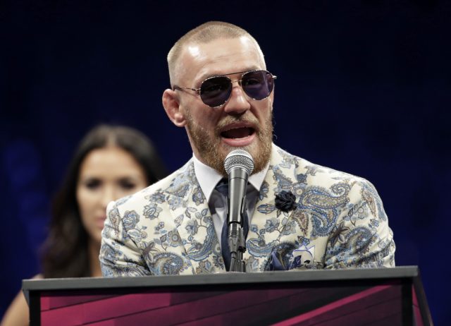 Conor McGregor speaks during a news conference