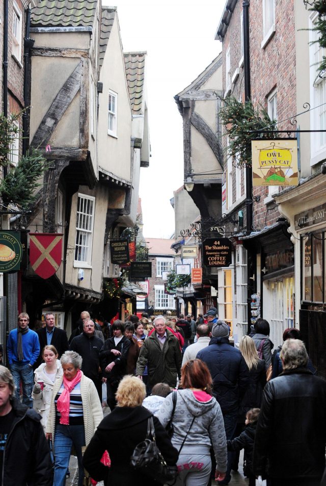 Shoppers in The Shambles, York city centre