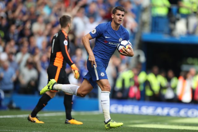 Alvaro Morata celebrates scoring against Burnley