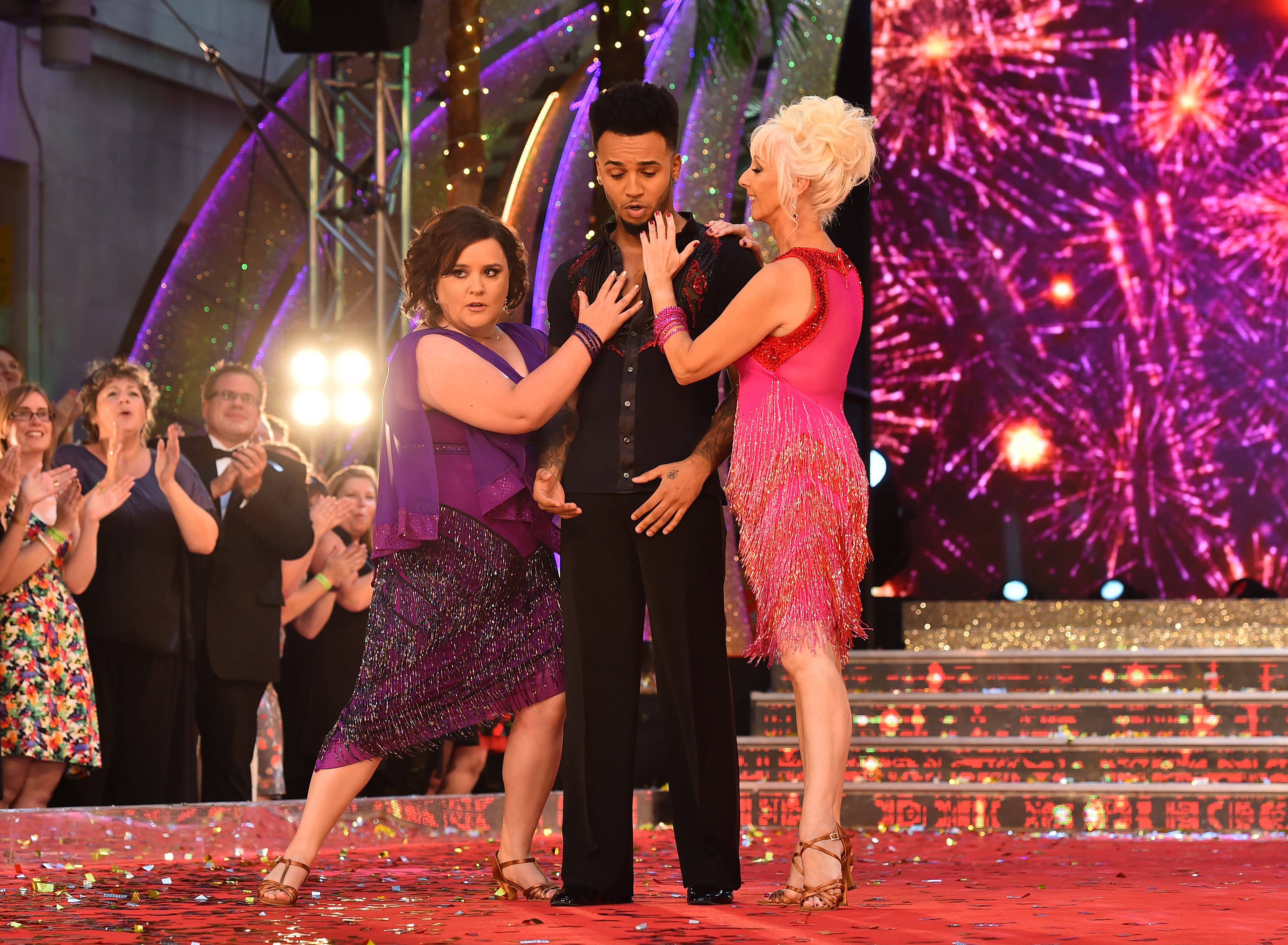 Susan Calman with Aston Merrygold and Debbie McGee