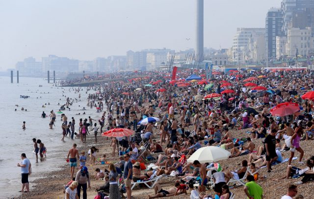 Brighton beach in Sussex proved popular on Monday (Gareth Fuller/PA)