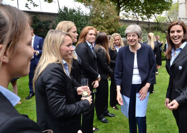 The PM greets members of the England women's rugby team