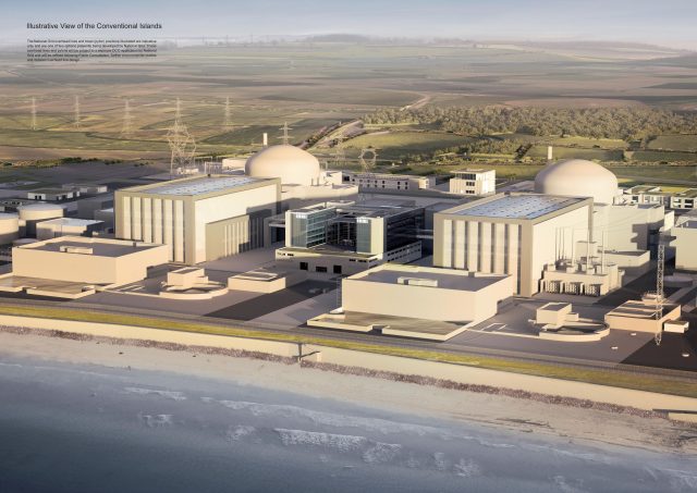 Artist's impression issued by EDF of plans for the new Hinkley Point C nuclear power station