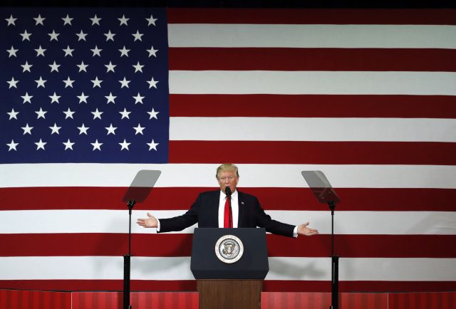 US President Donald Trump speaks in Springfield, Mo