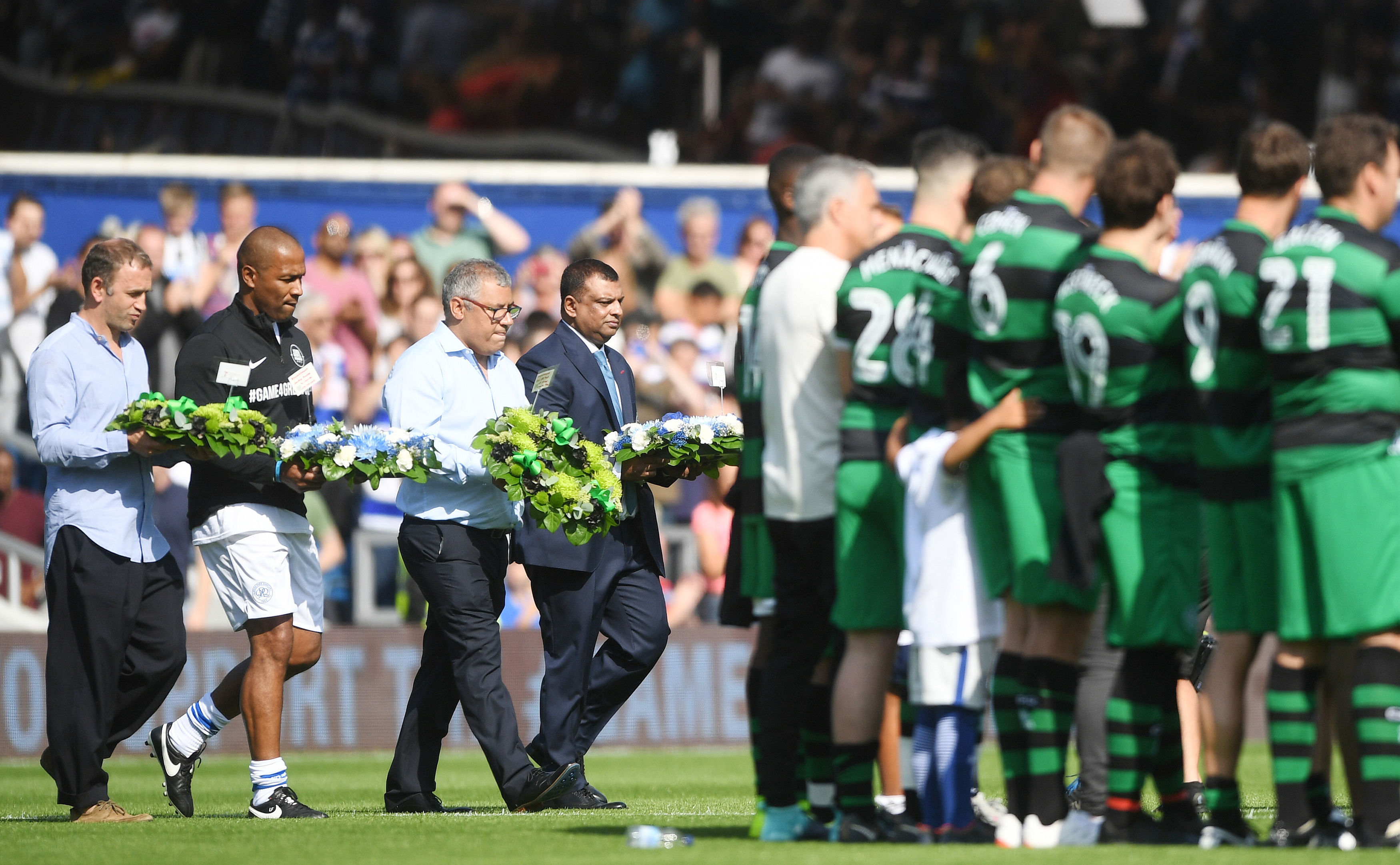 Wreaths are laid at the start of the match