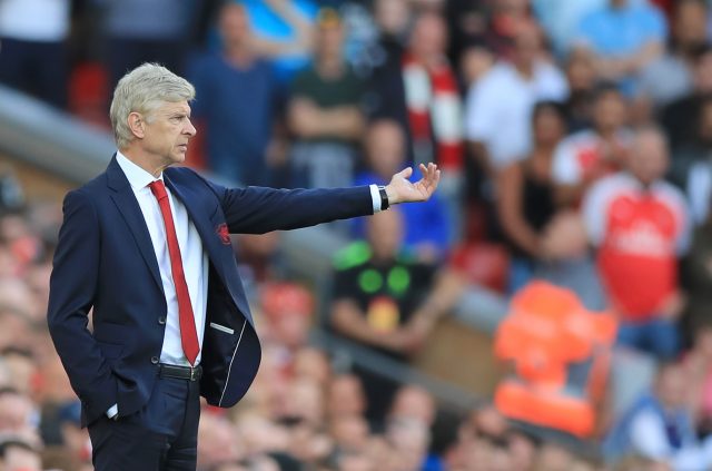 Arsenal manager Arsene Wenger gestures on the touchline