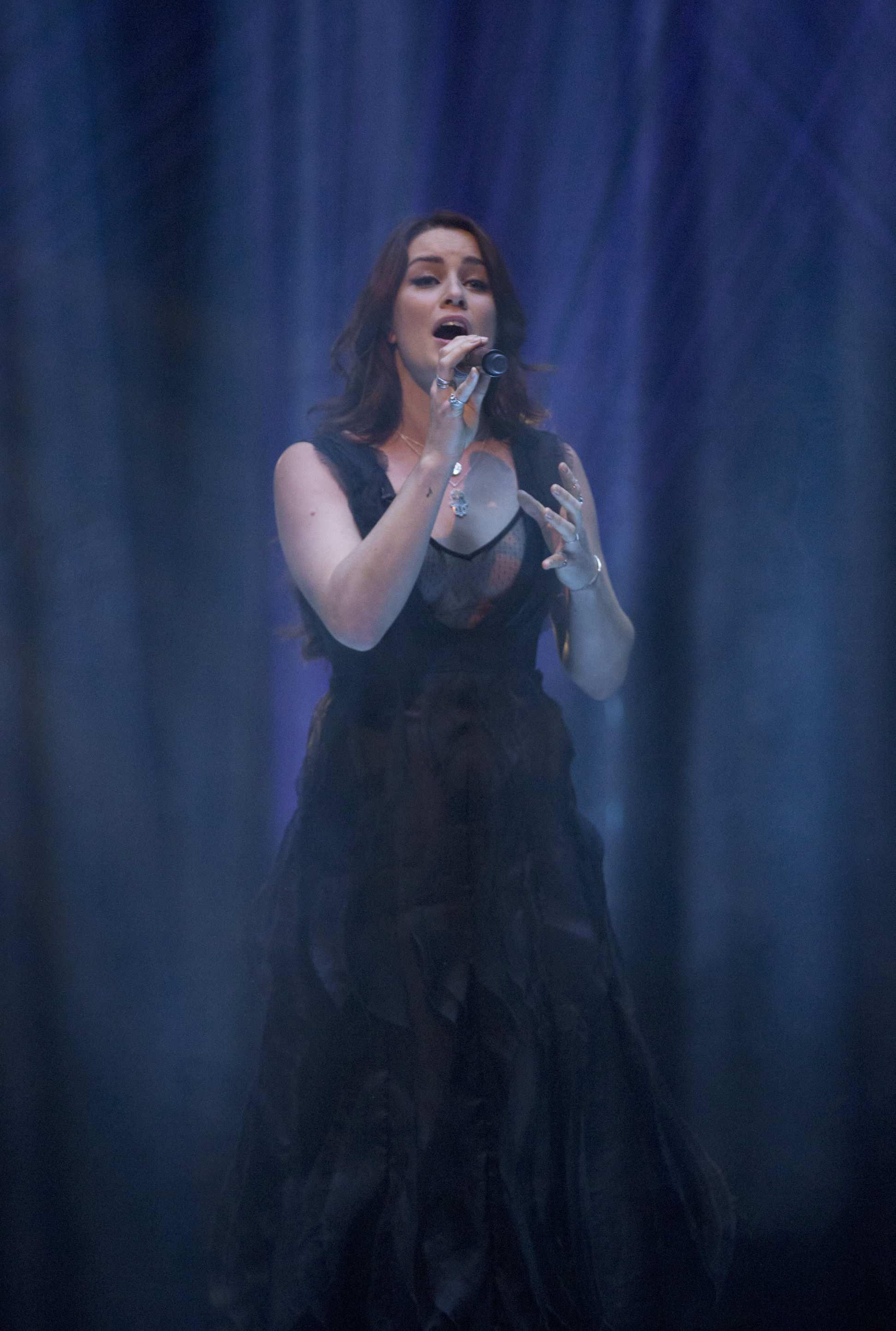 Lucie Jones performing the UK's Eurovision song (Isabel Infantes/PA)