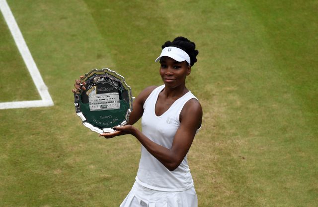 Venus Williams with the runners-up trophy at Wimbledon