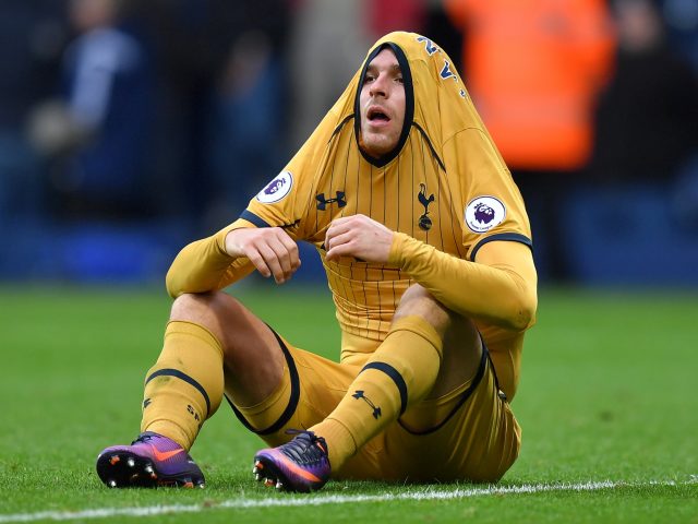 Tottenham Hotspur's Vincent Janssen reacts after the final whistle of the Premier League match