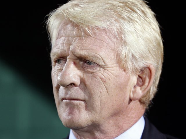 Scotland's head coach Gordon Strachan watches the World Cup Group F qualifying match against Lithuania