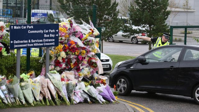 Floral tributes were left at the school following the death of Bailey Gwynne