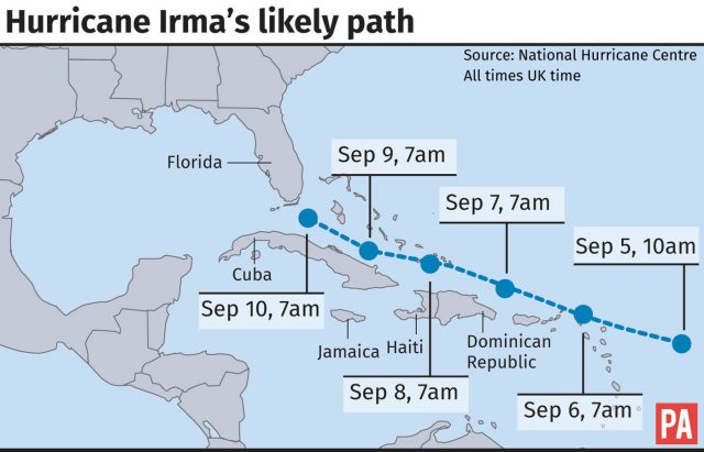 Hurricane Irma's likely path