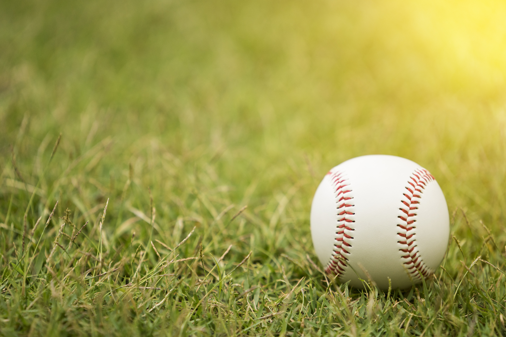 A baseball on a field