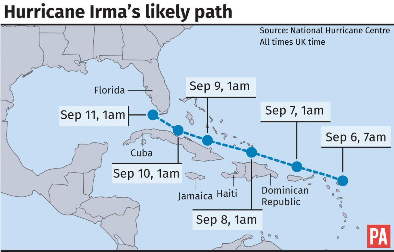 Hurricane Irma's likely path