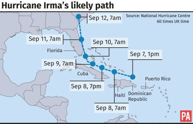 Hurricane Irma's likely path 