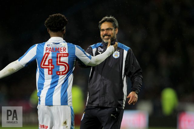 David Wagner celebrates with Kasey Palmer