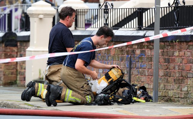 Firefighers in Anfield Road