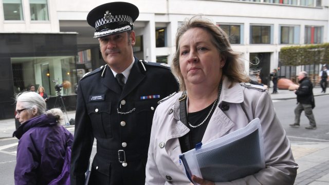 Metropolitan Police Commander Stuart Cundy (left) arriving for the Grenfell Tower public inquiry in central London
